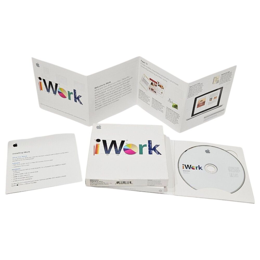 Vintage iWork Apple DVD - Version 9.0.3 - Includes Pages Keynote Numbers 2009